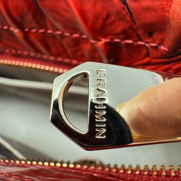 Brahmin Hillary Croc-Embossed Red Leather Crossbody Bag - Picture 10 of 12